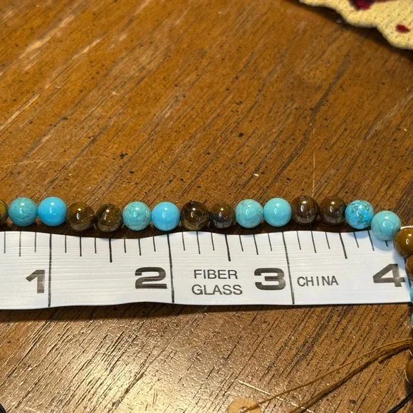 Turquoise and Yellow Tiger Eye Men’s Beaded Bracelet - Picture 5 of 5